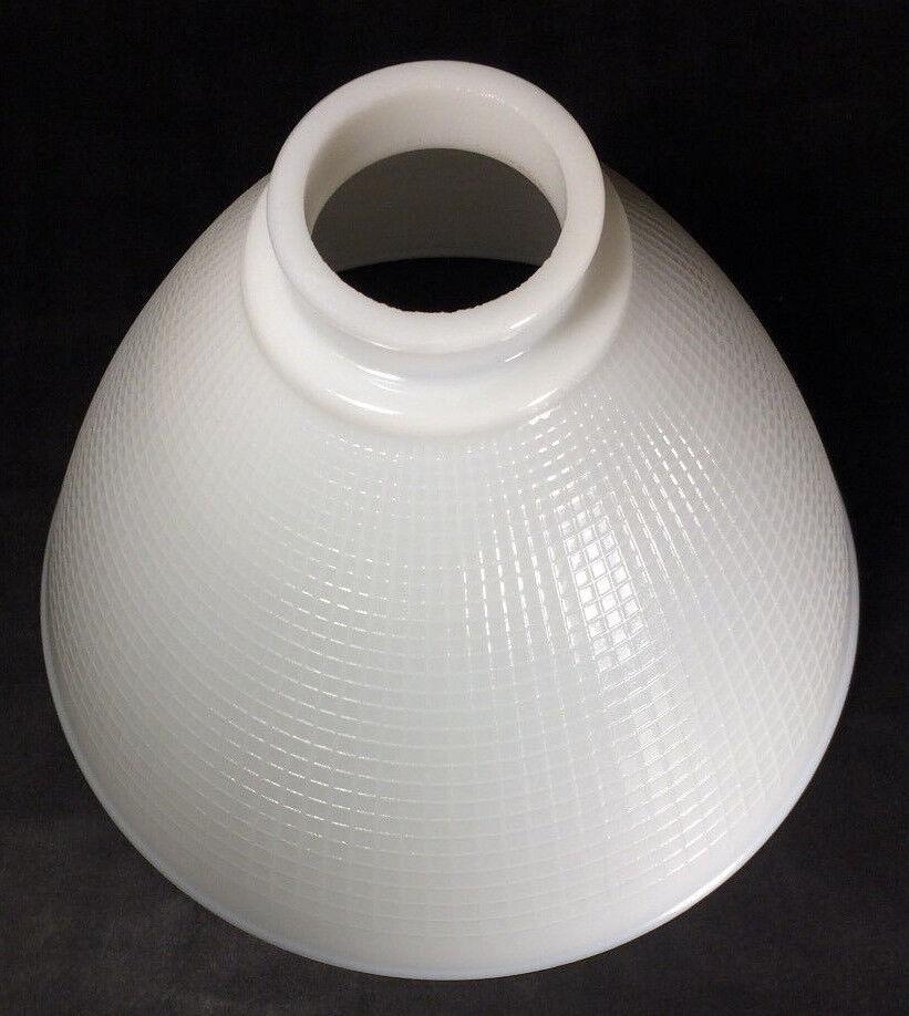 White Milk Glass 2 1/4" X 8" Floor Table Oil Lamp IES Reflector Waffle Shade 391 - Stone Door Lamps