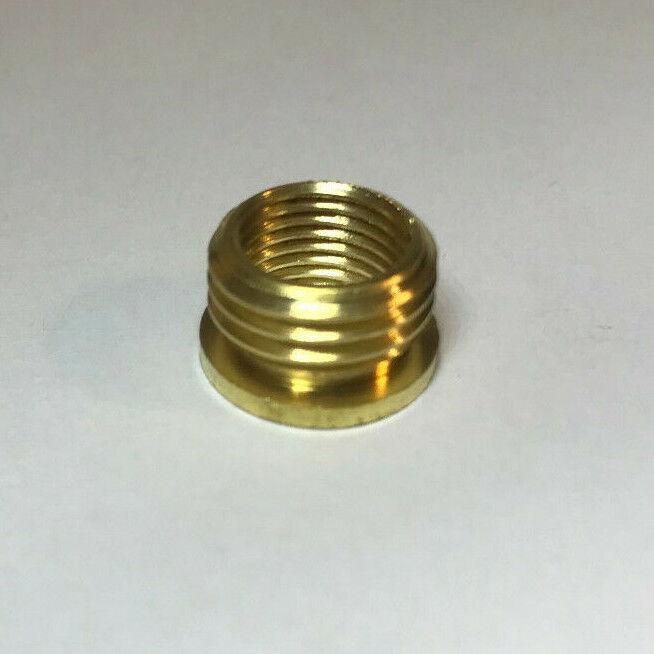 New Brass Shoulder Reducer Lamp Part, 1/8M(3/8") to 1/4 - 27F(1/4") Hole, #BR910 - Stone Door Lamps