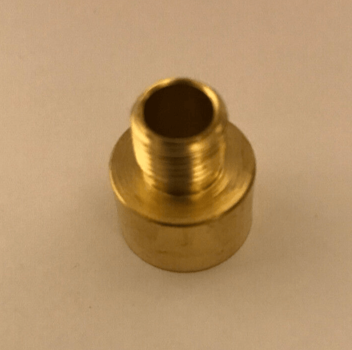 New Straight Nozzle Adapter Lamp Part , Unfinished Turned Brass, Tap 1/4F x 1/8M - Stone Door Lamps