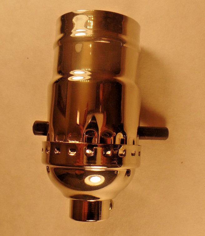 On/Off Solid Brass Early Electric Style Push - Thru Nickel Plated Lamp Socket 281N - Stone Door Lamps
