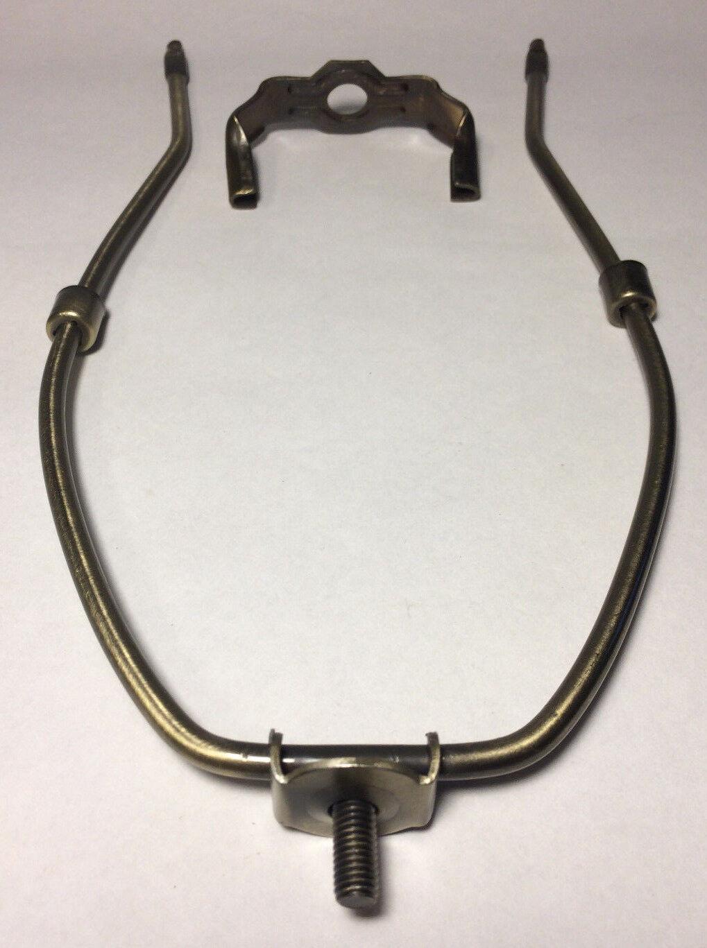 10" Antique Finish Heavy Brass Lamp HARP Shade Holder + Base for Lamp Repair - Stone Door Lamps