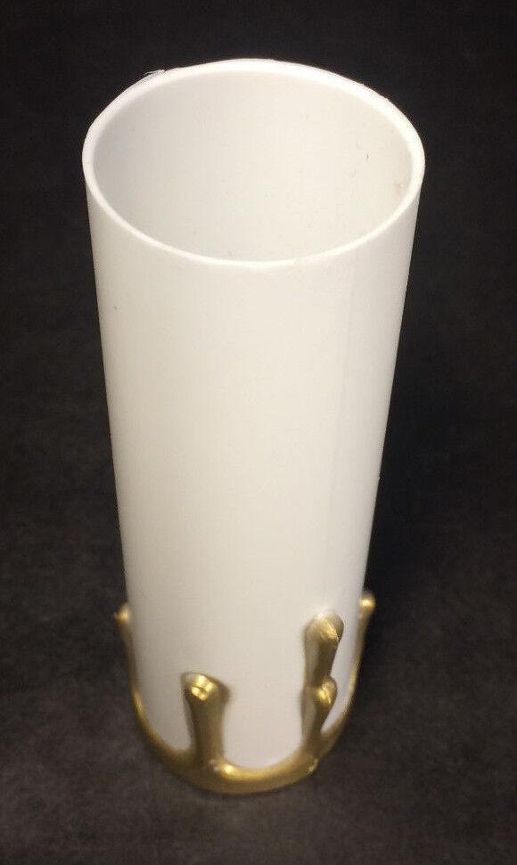 New 4" White Plastic Standard Socket (1 3/16" I.D.) Candle Cover w/ Gold Drips - Stone Door Lamps