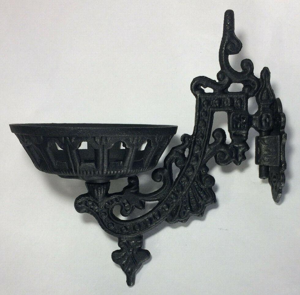 New 9" Cast Iron Wall Bracket For Oil Lamps, Early American / Victorian Style - Stone Door Lamps