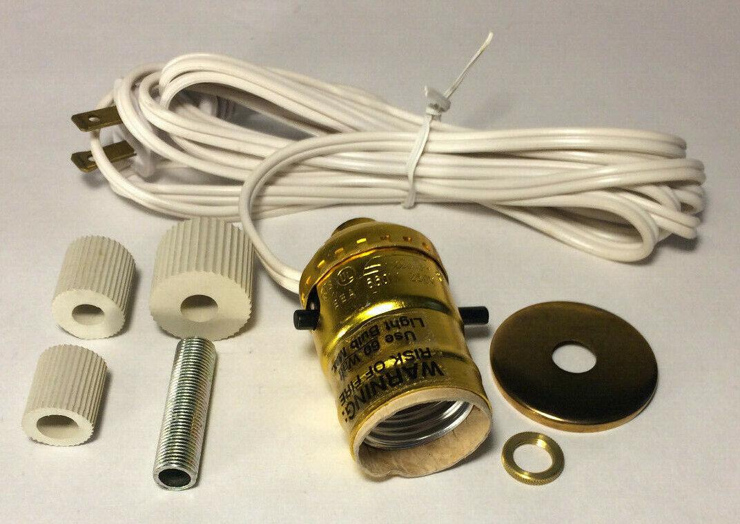 New Jug, Bottle Lamp Adapter Kit With 6 ft. White Cord And Hardware #JA337 - Stone Door Lamps