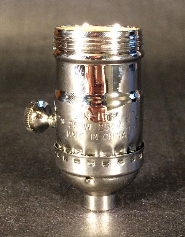 3 - way Uno Thread Brass Early Electric Industrial Style Lamp Socket Nickel finish - Stone Door Lamps