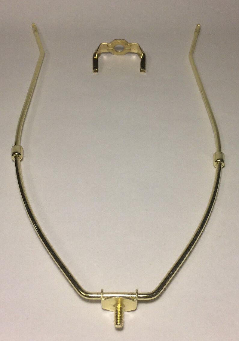 13" Brass Plated Lamp Harp w/ Base Protective Coating, regular weight #HAR65 - Stone Door Lamps