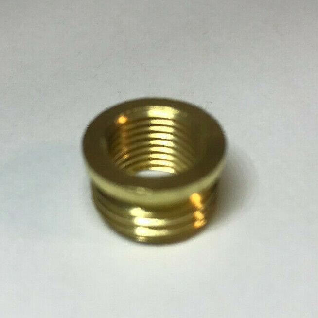 New Brass Shoulder Reducer Lamp Part, 1/8M(3/8") to 1/4 - 27F(1/4") Hole, #BR910 - Stone Door Lamps