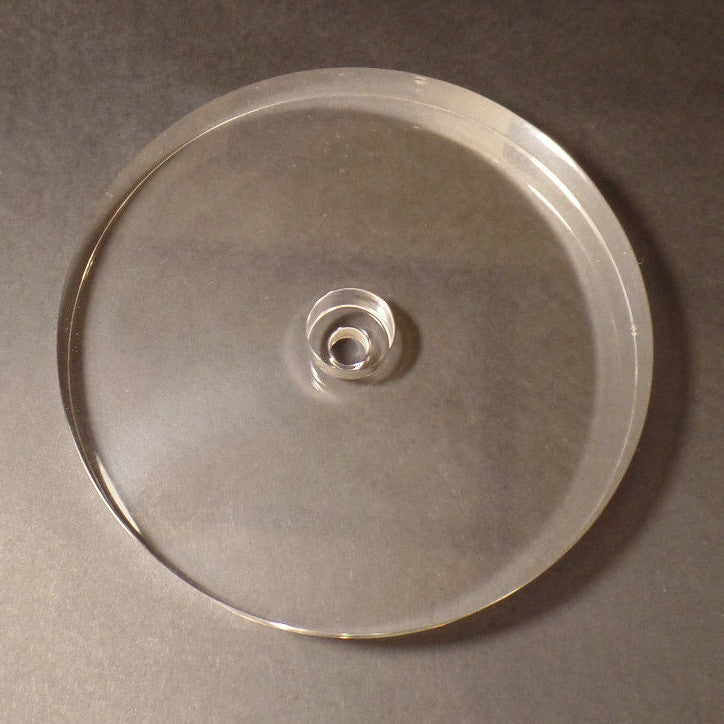 New 7" Diameter Clear Round Acrylic Lamp Break Base w/ Center Hole, No Wire Way