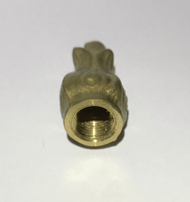 New 1 3/8" Height Unfinished Cast Brass Leaf Lamp Finial, 1/8F Tap(3/8") #BF931U - Stone Door Lamps