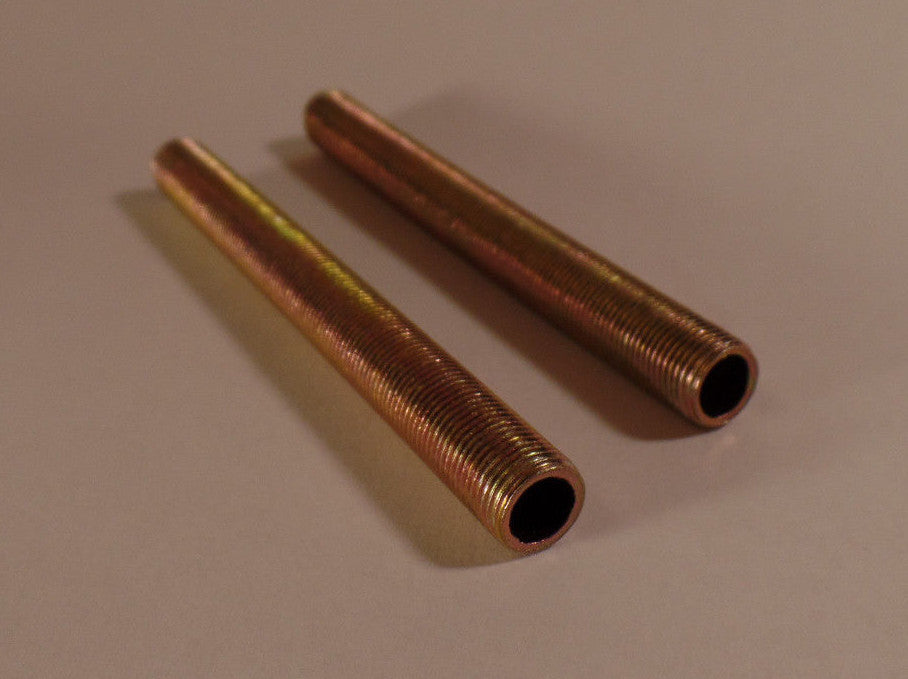 Lot Of 2 4" 1/8 IP Zinc Plated Steel Lamp Nipples 3/8" O.D., Rust Resistant #371