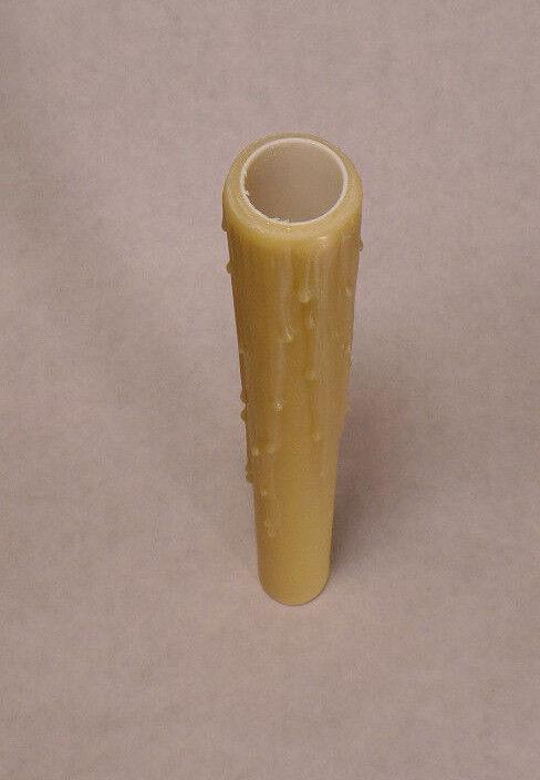 10" Tan Gold PolyBeesWax Chandelier Candelabra Candle Cover with DRIPS CC905G - Stone Door Lamps