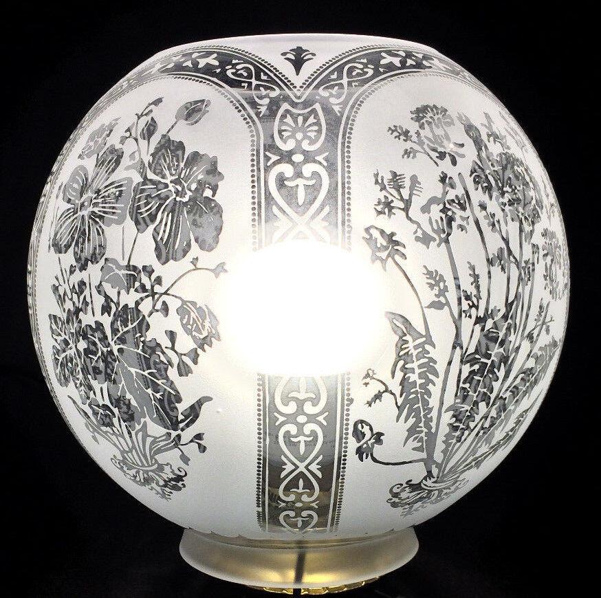 8" Five Scene Floral Etched Victorian Lamp Shade - 4" fitter