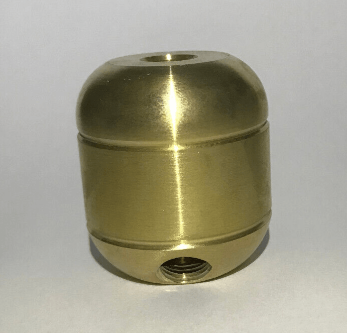 New Large Unfinished Turned Brass 2 Pc. Lamp Cluster Body, 3 Bottom Holes, 1/8F - Stone Door Lamps