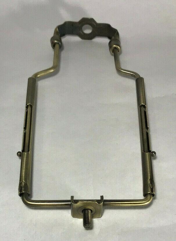 New 9" - 11" Adjustable Heavy Duty Lamp Harp Shade Holder With Base, Antique Brass - Stone Door Lamps