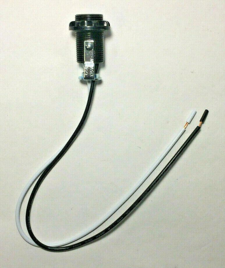 Phenolic E12 Candelabra Lamp Socket w/ External Threads, Ring, Hickey, 12" Leads - Stone Door Lamps