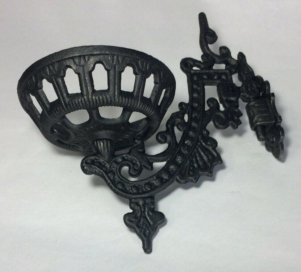 New 9" Cast Iron Wall Bracket For Oil Lamps, Early American / Victorian Style - Stone Door Lamps