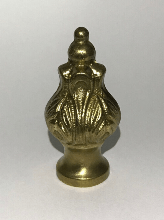 New 2" Antique Style Brass Acanthus Lamp Finial, 1/4 - 27F, Polished & Lacquered - Stone Door Lamps