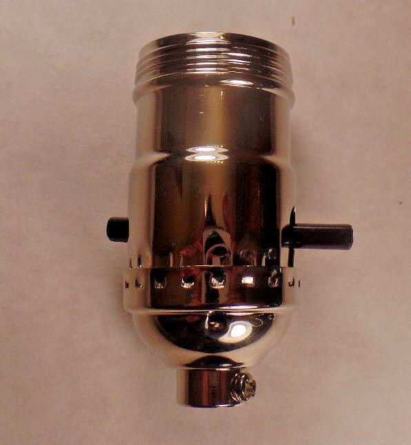 On/Off Solid Brass Early Electric Style Uno Push - Thru Nickel Lamp Socket #SO280N - Stone Door Lamps