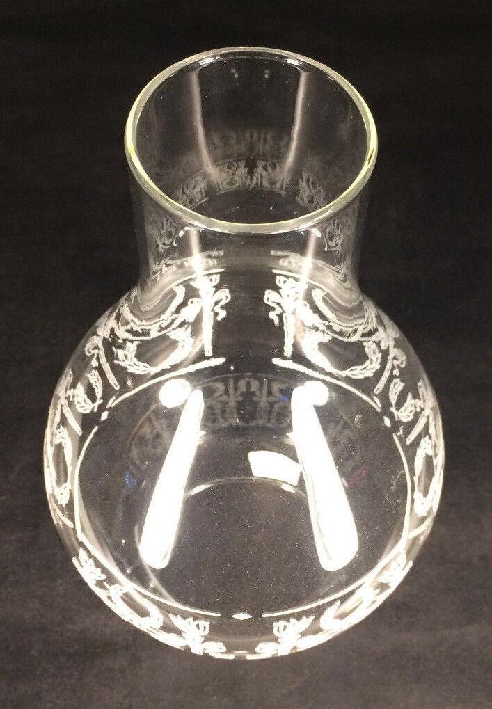 3" x 9 1/4" Clear Diana Decorated Oil Lamp Glass Chimney #2 burner & 3" gallery - Stone Door Lamps