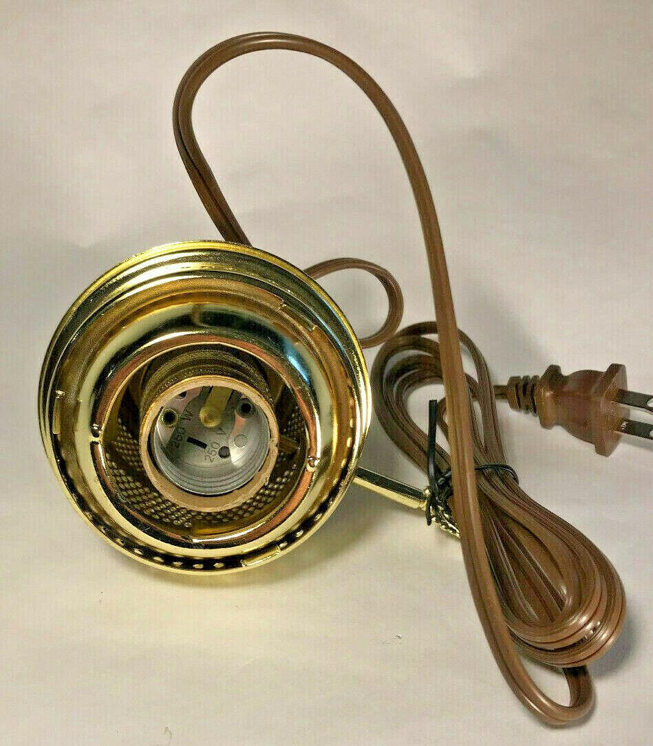 New Brass Electric Burner With 6ft. Brown Cord for Aladdin Brand Lamps #EB241 - Stone Door Lamps