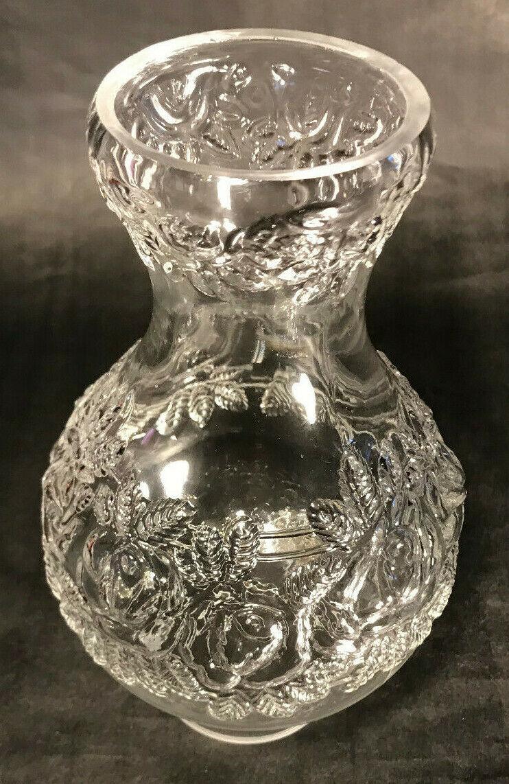 New 3" x 9 1/4" Clear Embossed Glass Roses Lamp Chimney, For #2 Burners, #CH015 - Stone Door Lamps