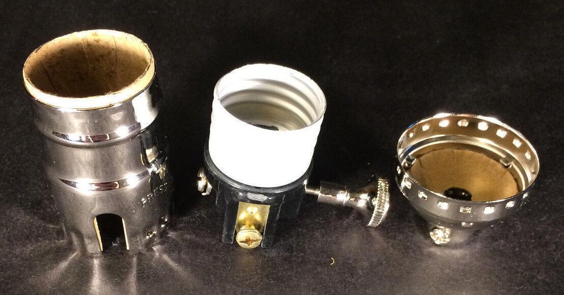 On/Off Function Nickel Solid Brass Industrial Style Turn Knob Lamp Socket SO274N - Stone Door Lamps