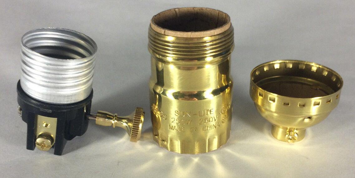 3 - way Uno Thread Solid Brass Early Electric Industrial Style Lamp Socket #so270 - Stone Door Lamps
