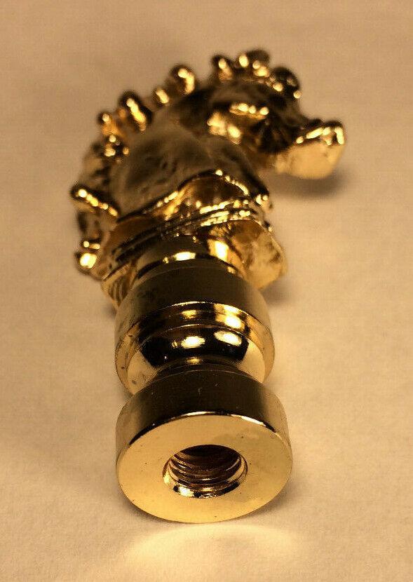 New 2 1/4" Solid Brass Knight Horse Lamp Harp Finial, Polished & Lacquered LF122 - Stone Door Lamps