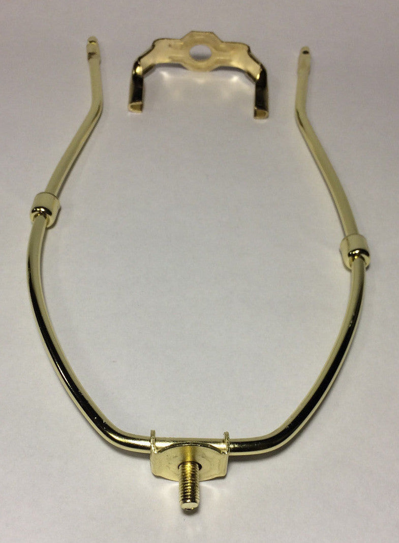 New 10 1/2" Brass Plated Lamp Harp w/ Base & Protective Coating Heavy Duty HAR47