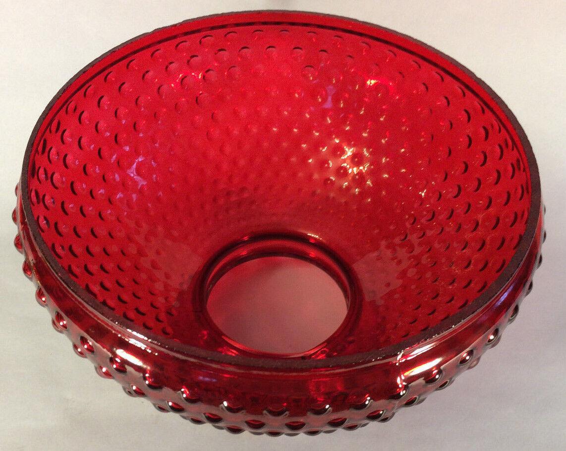 New 10" Ruby Red Stained Hobnail Glass Student Lamp Shade, Crimp Top, USA SH150R - Stone Door Lamps