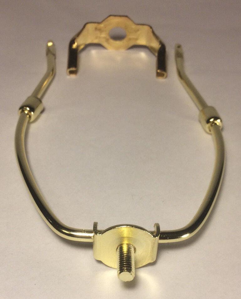 8" Brass Plated Lamp Harp with Base & Protective Coating, regular weight #HAR56 - Stone Door Lamps