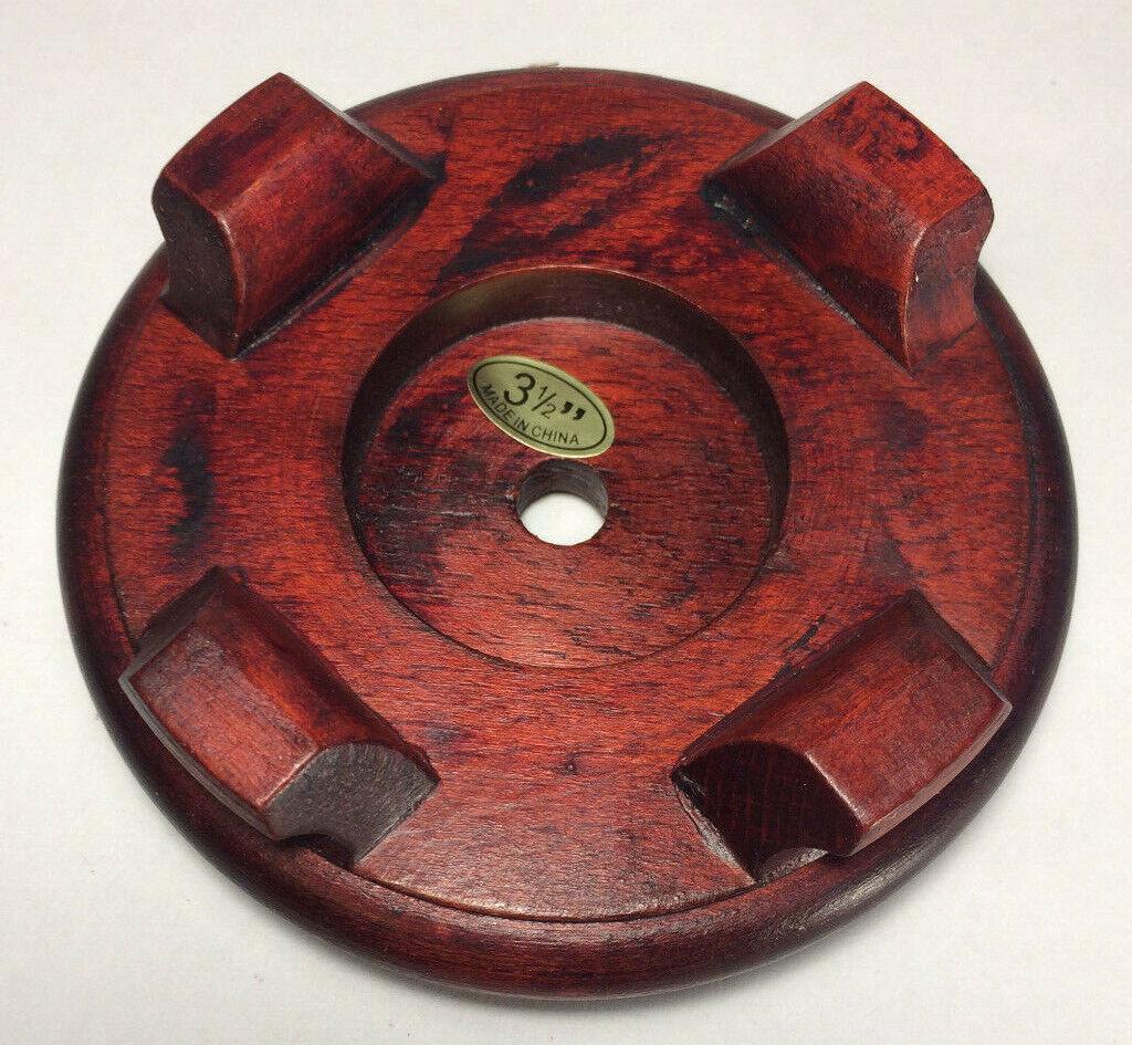 New 3.5" Footed Oriental Wooden Lamp Base w/ Rosewood Finish 1/8 IP Slip #WB251R - Stone Door Lamps