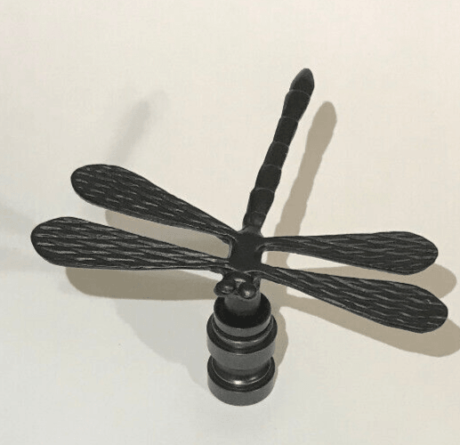 New 2" Cast Metal Dragonfly Lamp Finial, Bronze Finish, 1/4 - 27F, #LF241B - Stone Door Lamps