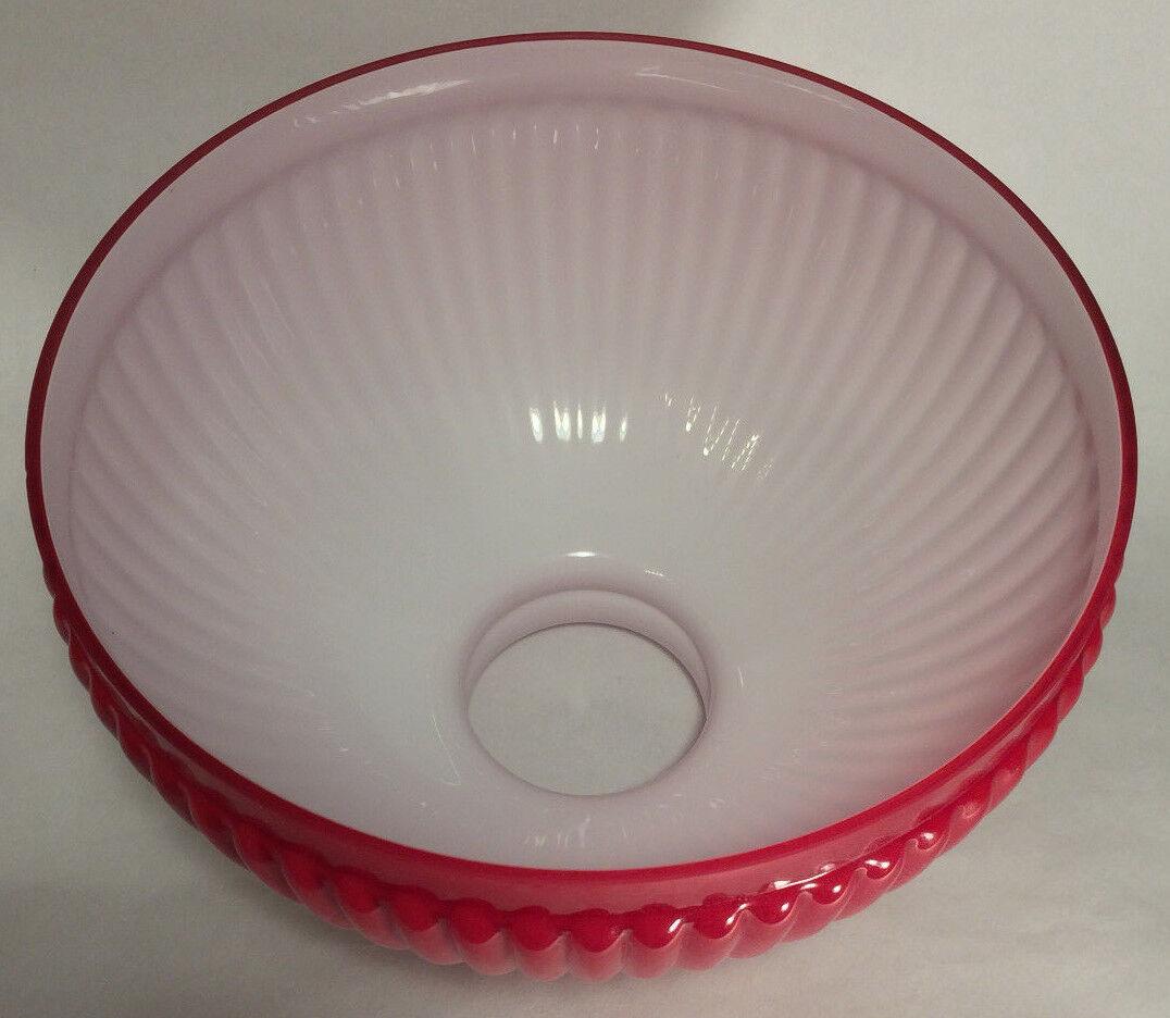 New 10" Cased Ruby Red Over Opal Glass Rib Student Lamp Shade, 7 1/4" Ht. #SH585 - Stone Door Lamps