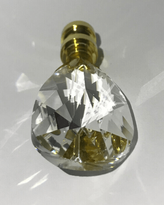 New 2 3/4" Lead Crystal Lamp Finial With Brass Base, 1/4 - 27F Tap, #CF141 - Stone Door Lamps