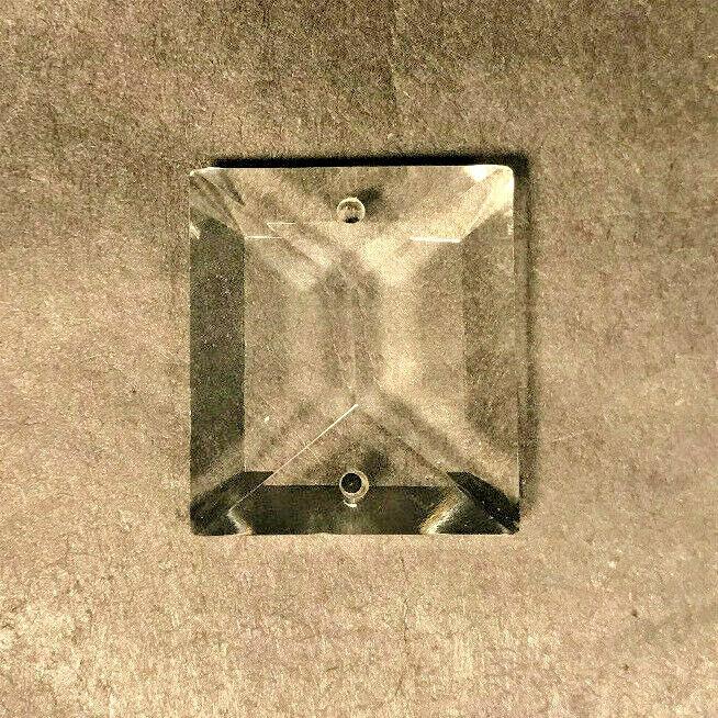 New 1" Clear Crystal Square Top Bead For Colonial Prisms w/ 2 Holes #PB045 - Stone Door Lamps