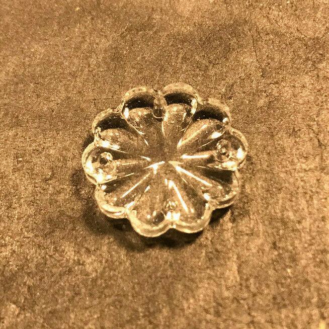 New 2/3" (20mm) Clear Pressed Glass Rosette w/ 4 Holes, Chandelier Part, #GR038 - Stone Door Lamps