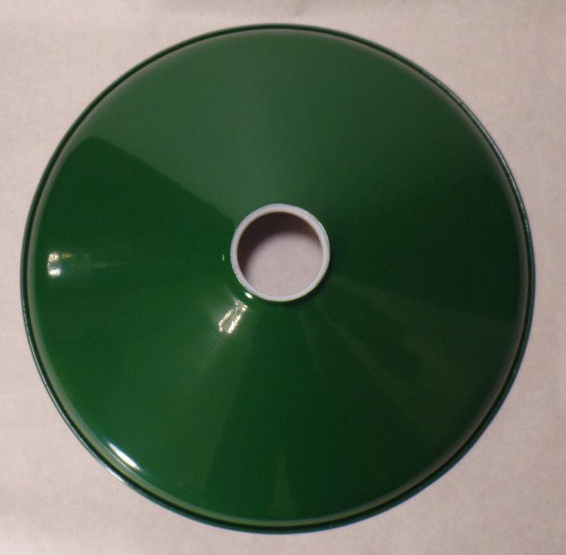 New 14" Green Metal Industrial Lamp Shade, Porcelain Enamel Finish, 2 1/4" Fit. - Stone Door Lamps