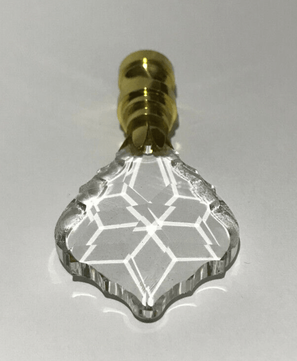 New 2 7/8" Crystal Lamp Harp Finial With Brass Base, 1/4 - 27F Tap, #CF138 - Stone Door Lamps
