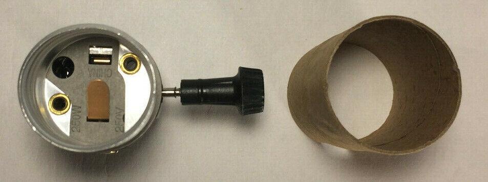 New 3 - Terminal Turn Knob Lamp Socket Interior w/ 1/8F Hickey & Paper Insulator - Stone Door Lamps