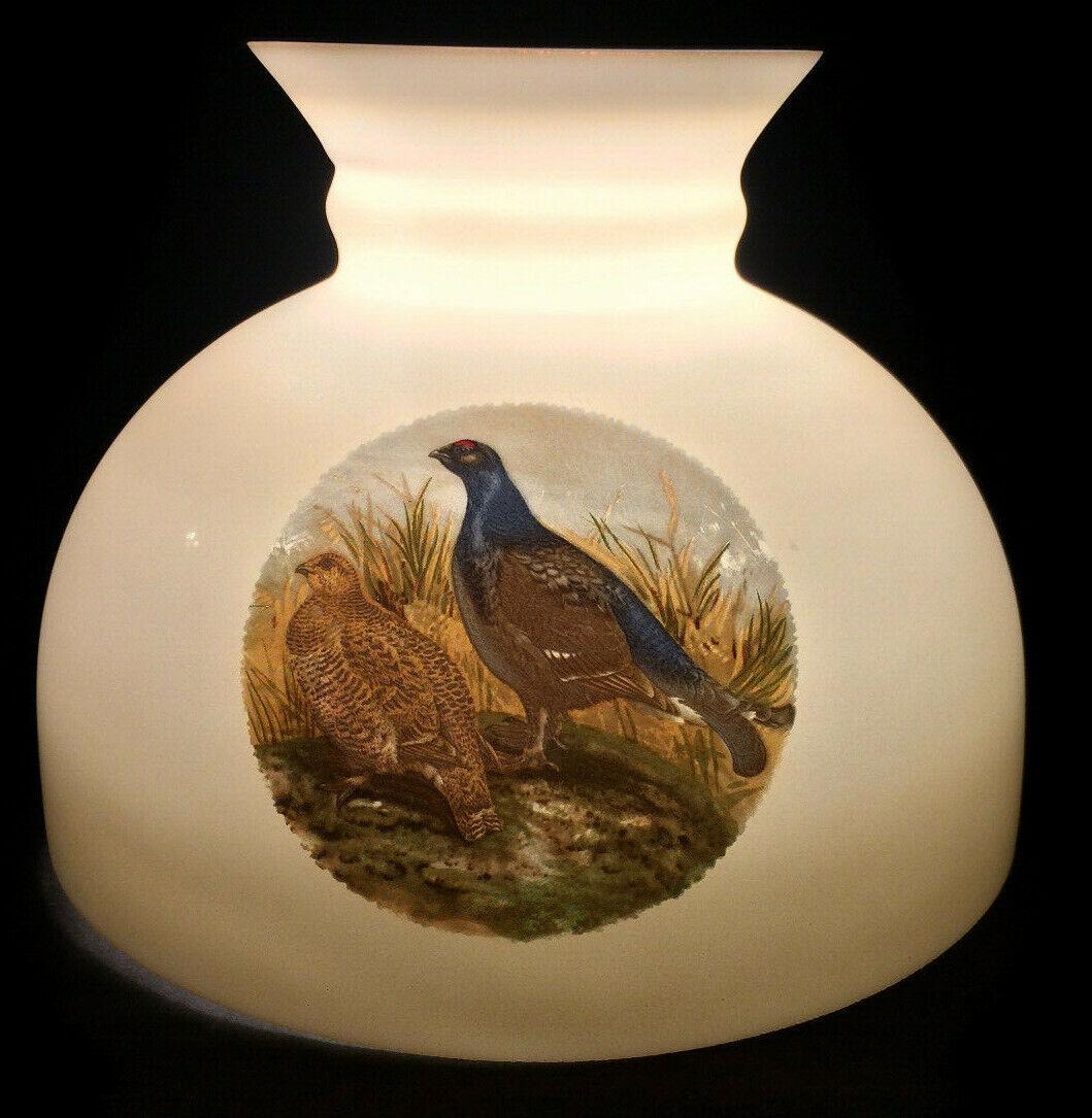 New 10" Opal Glass Student Lamp Shade With Pheasants Scene Made In USA #PS033 - Stone Door Lamps