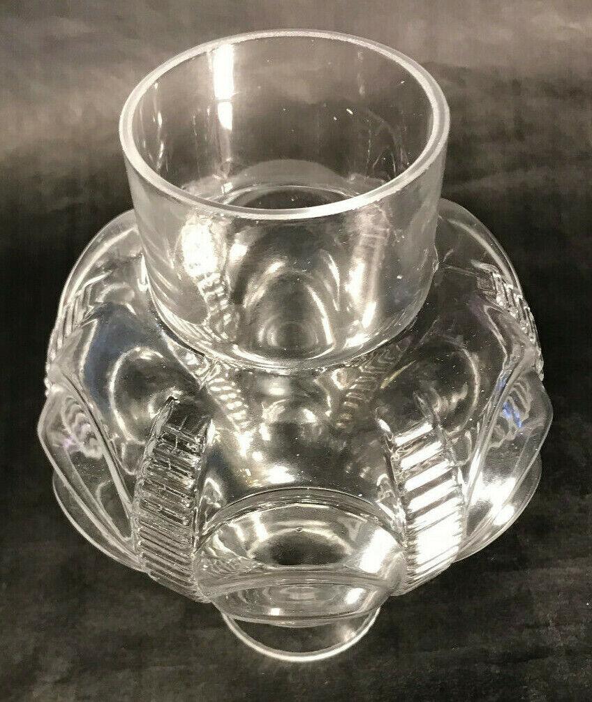 New 3" x 9" Clear Embossed Glass Coolidge Drape Lamp Chimney, F/ #2 burner CH010 - Stone Door Lamps
