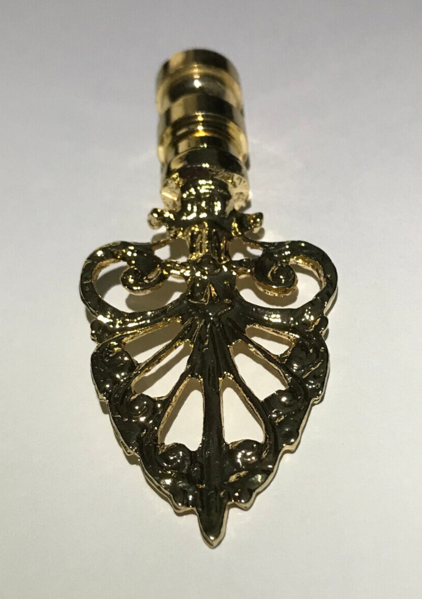 New 3 3/8" Brass Decorative Lamp Finial, Polished & Lacquered, 1/4-27F Tap, #116