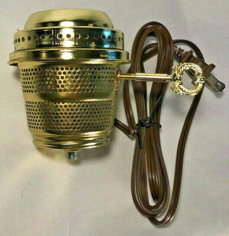 New Brass Electric Burner With 6ft. Brown Cord for Aladdin Brand Lamps #EB241 - Stone Door Lamps