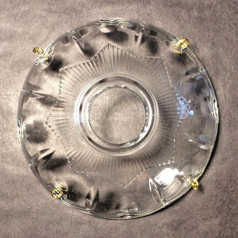 NEW 4" Pressed Glass Round Lamp Prism Chandelier Bobeche w/ 4 Brass Pins #BB914 - Stone Door Lamps