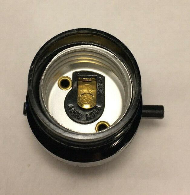 New Phenolic Bakelite Push - Thru Lamp Socket With Uno Threaded Shell, E26, #SO677 - Stone Door Lamps