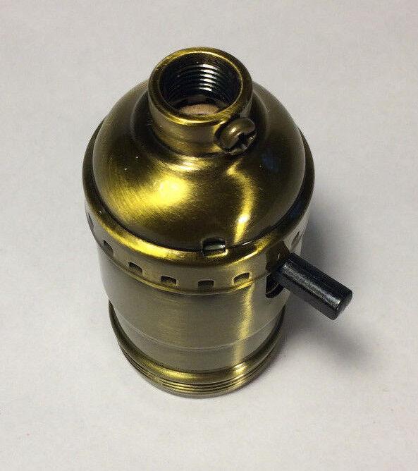 On/Off Antique Brass Early Electric Style Uno Thread Push - Thru Lamp Socket 280A - Stone Door Lamps
