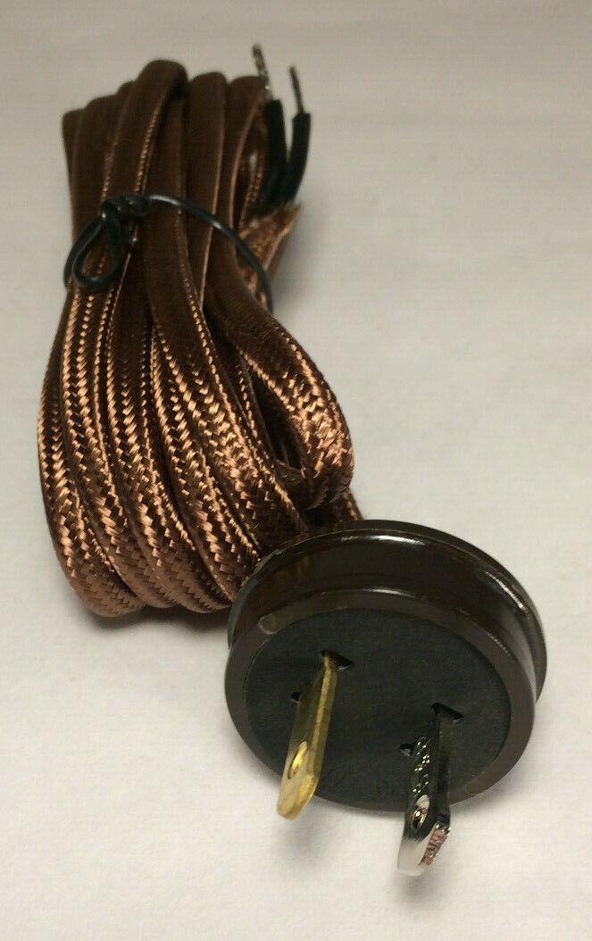 New 10 ft. Brown Rayon Lamp Cord Set with Antique Style Acorn Plug #CS860 - Stone Door Lamps