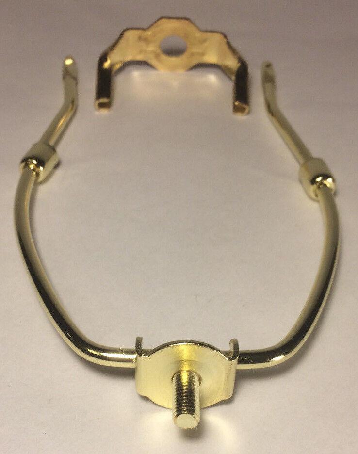 7" Brass Plated Lamp Harp with Base & Protective Coating, regular weight #HAR54 - Stone Door Lamps