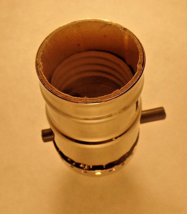 On/Off Solid Brass Early Electric Style Push - Thru Nickel Plated Lamp Socket 281N - Stone Door Lamps